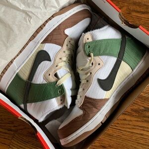 Nike Dunk High SE White Green Brown Black